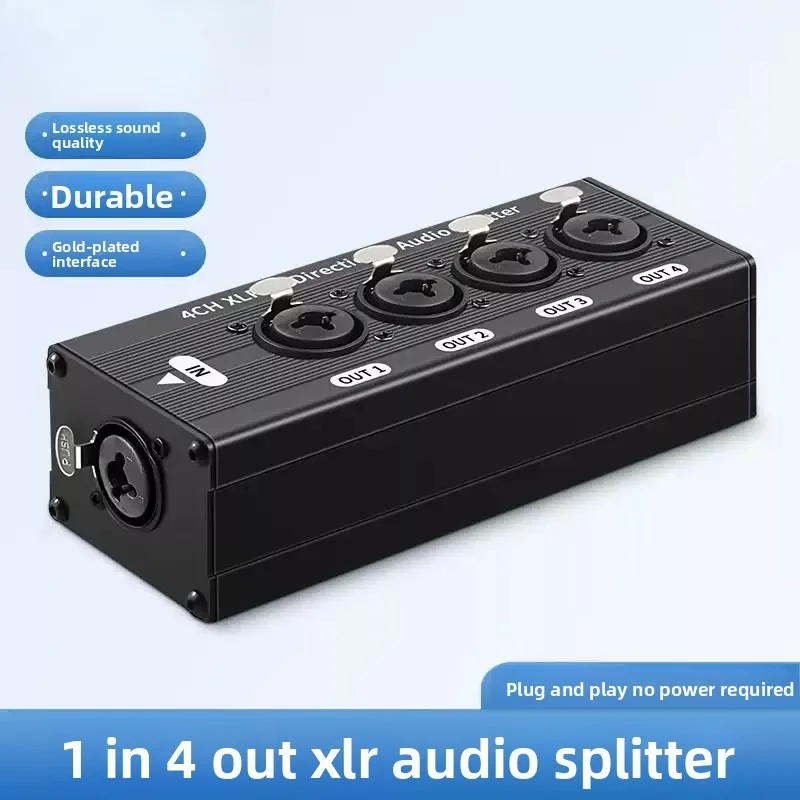 XLR Audio Splitter 1 in 4 Out 6.35 Balanced XLR Audio Expander Professional Audio Signal Splitter