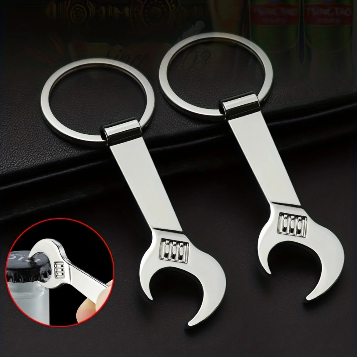 1pc Portable Keychain Bottle Opener, Metal , Wrench Shape