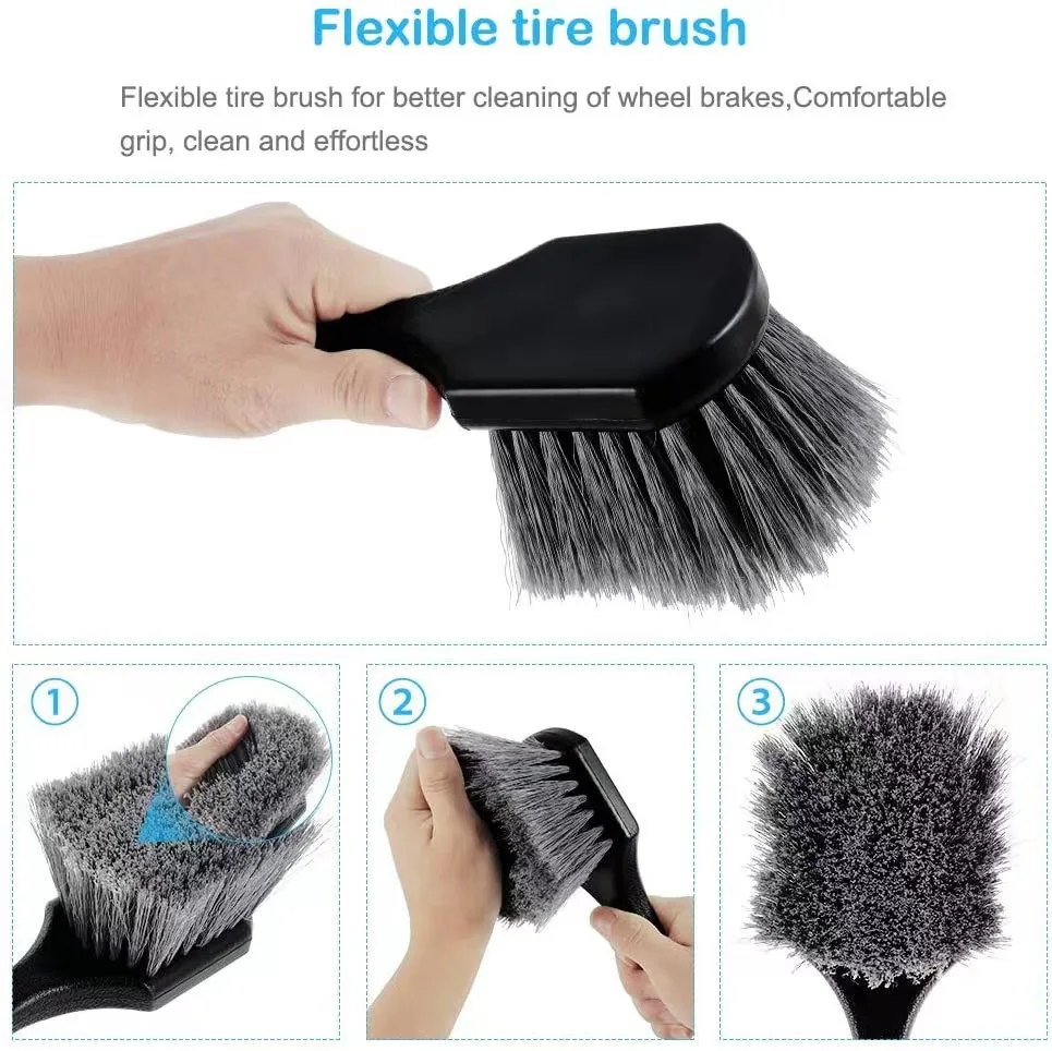 hot-selling-gray-23pcs-car-cleaning-brush-set-electric-drill-brush-tire-brush-for-car-cleaning-polishing
