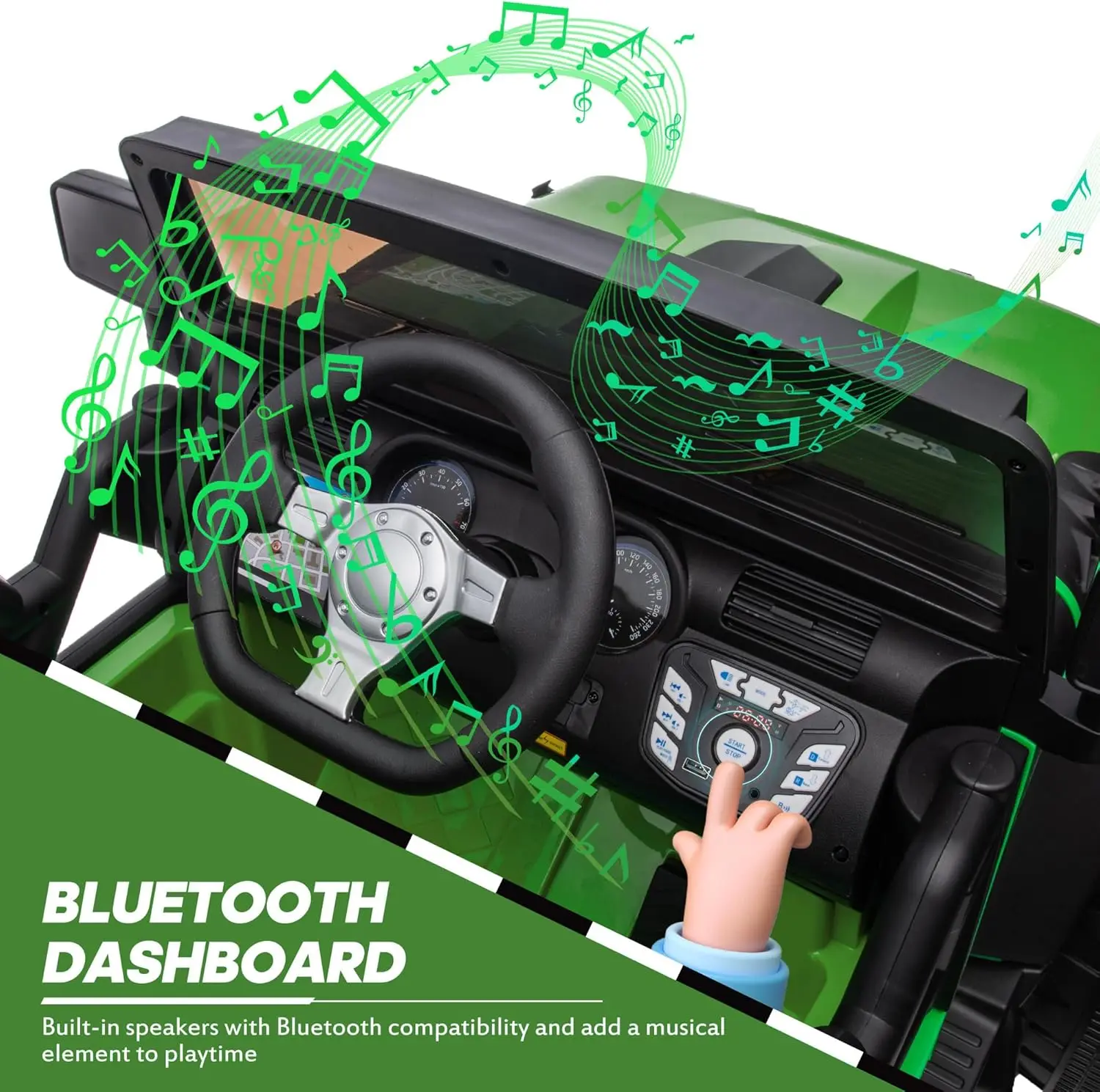 Brinquedo de passeio de 24V 9Ah para crianças grandes, passeio de 2 lugares em veículos elétricos de carro de caminhão para crianças com controle remoto, Bluetooth, verde exército