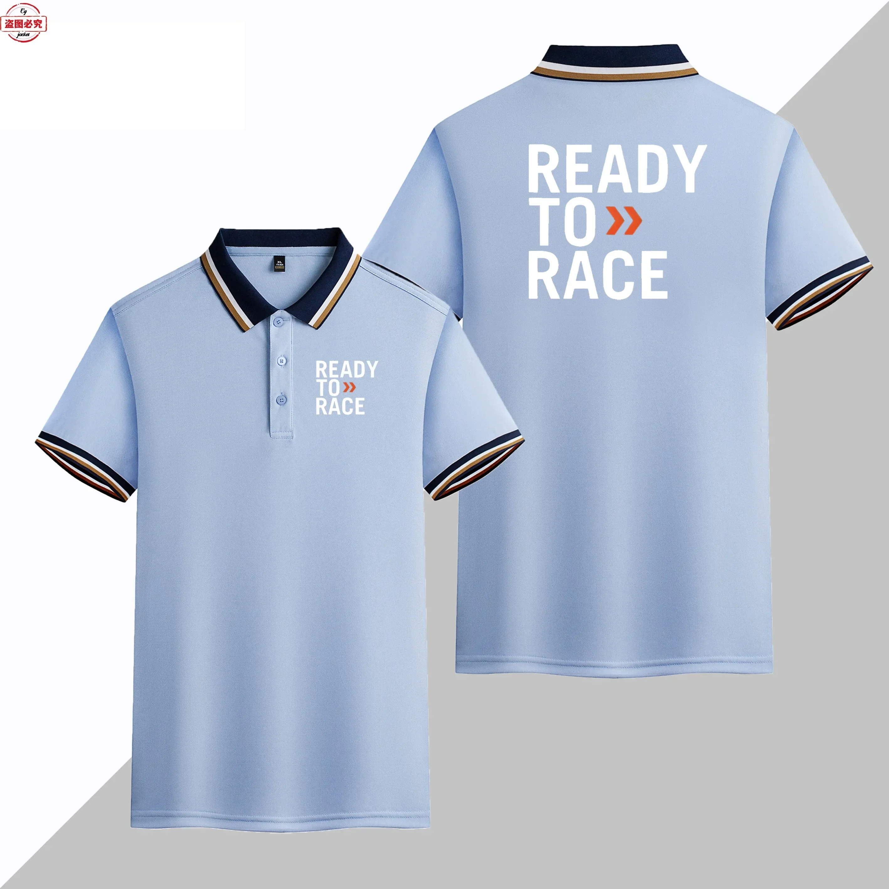 

Футболка с короткими рукавами и принтом логотипа мотоциклетной команды Ready To Race, рубашка-поло с отложным воротником, костюм для внедорожного велоспорта на выносливость