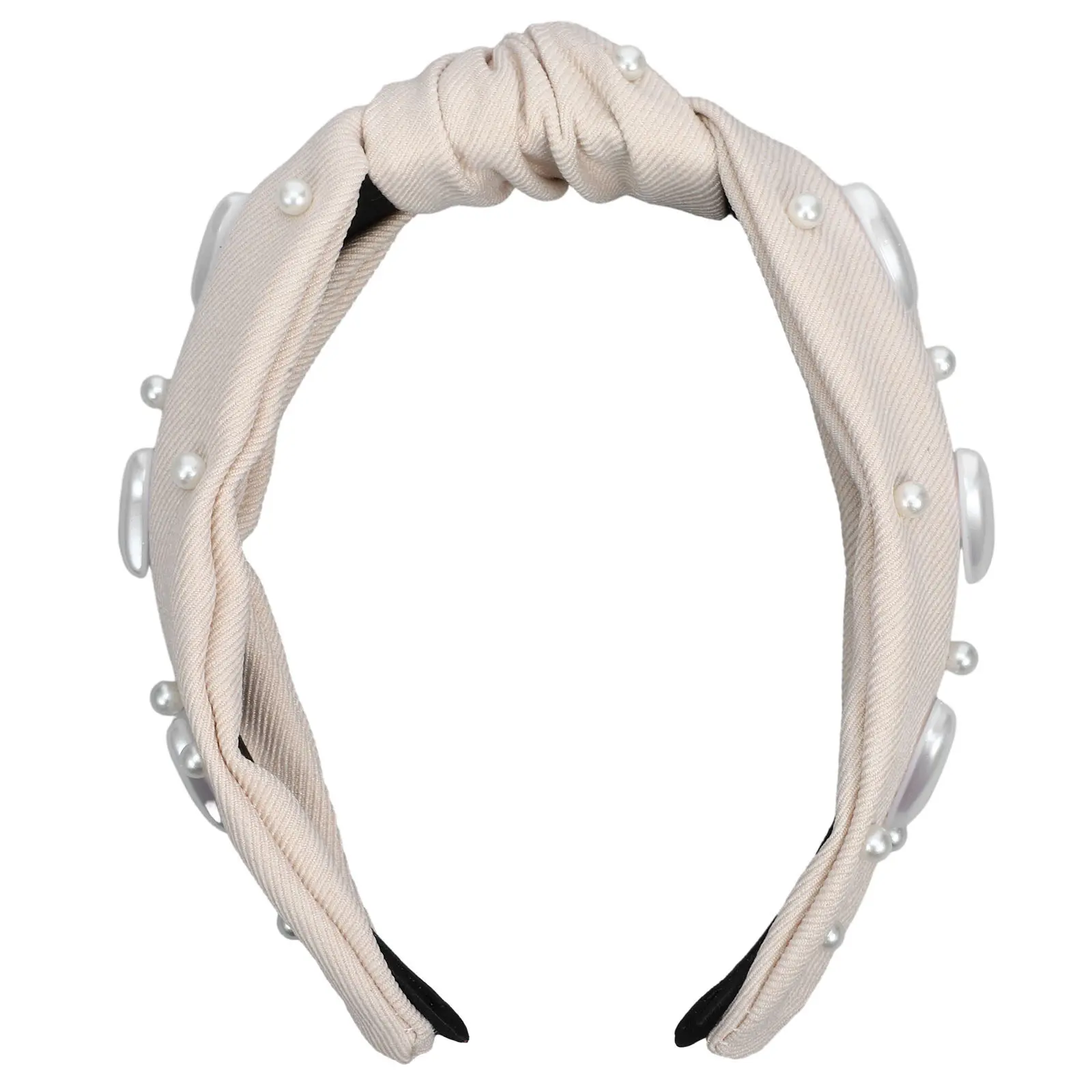 

Женская тканевая повязка для волос с жемчугом и сердечками, мягкая, нескользящая, легкая, стильная, украшенная драгоценными камнями, для макияжа и ухода за лицом