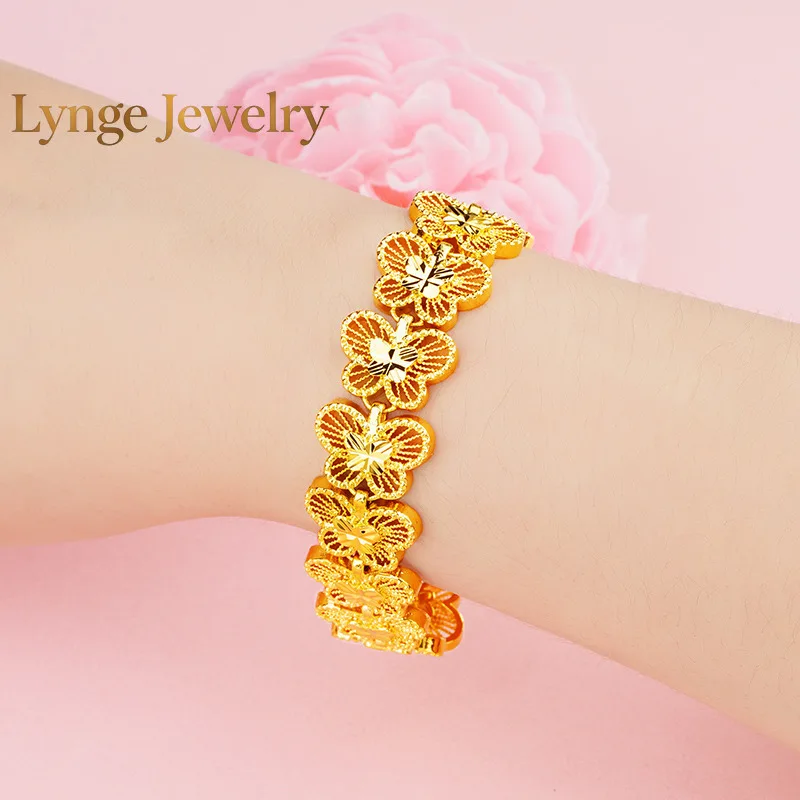 Lynge Jewelry 24K Gold AU999 Butterfly Bracelet Women - Premium pure gold, fine butterfly craft, suitable for daily commute, dat