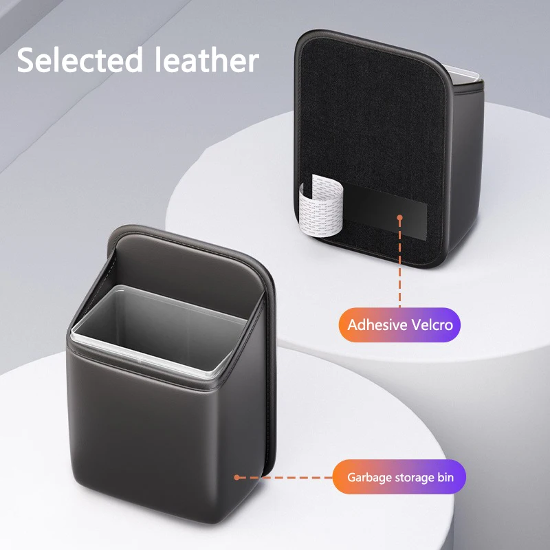 Universal PU Leather Car Seat Back Trash Bag Storage Box Multi-Functional Vehicle Interior Waste Disposal Hanging Bag