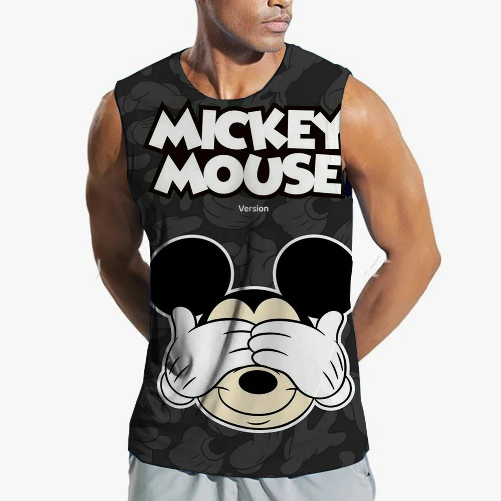 

Men's Fitness Sleeveless Vest Disney Mickey Mouse 3d Printed Sports Fitness Vest Training Top Women's Vest Men Tank Top