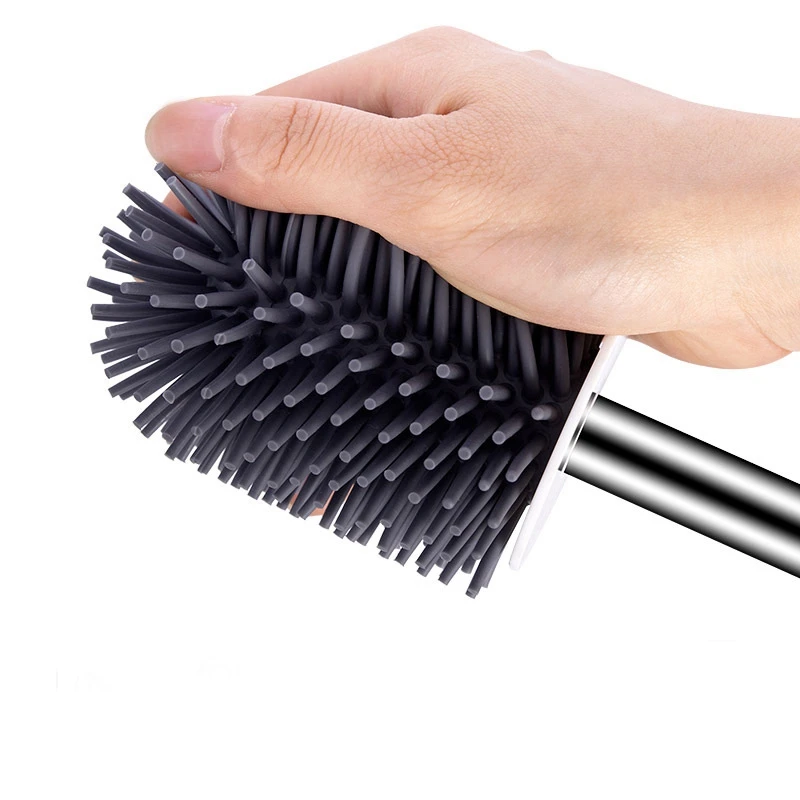 Toilet Brush And Holder Set Silicone Bristles Bathroom Cleaning Bowl Brush Kit With Tweezers,And Handle