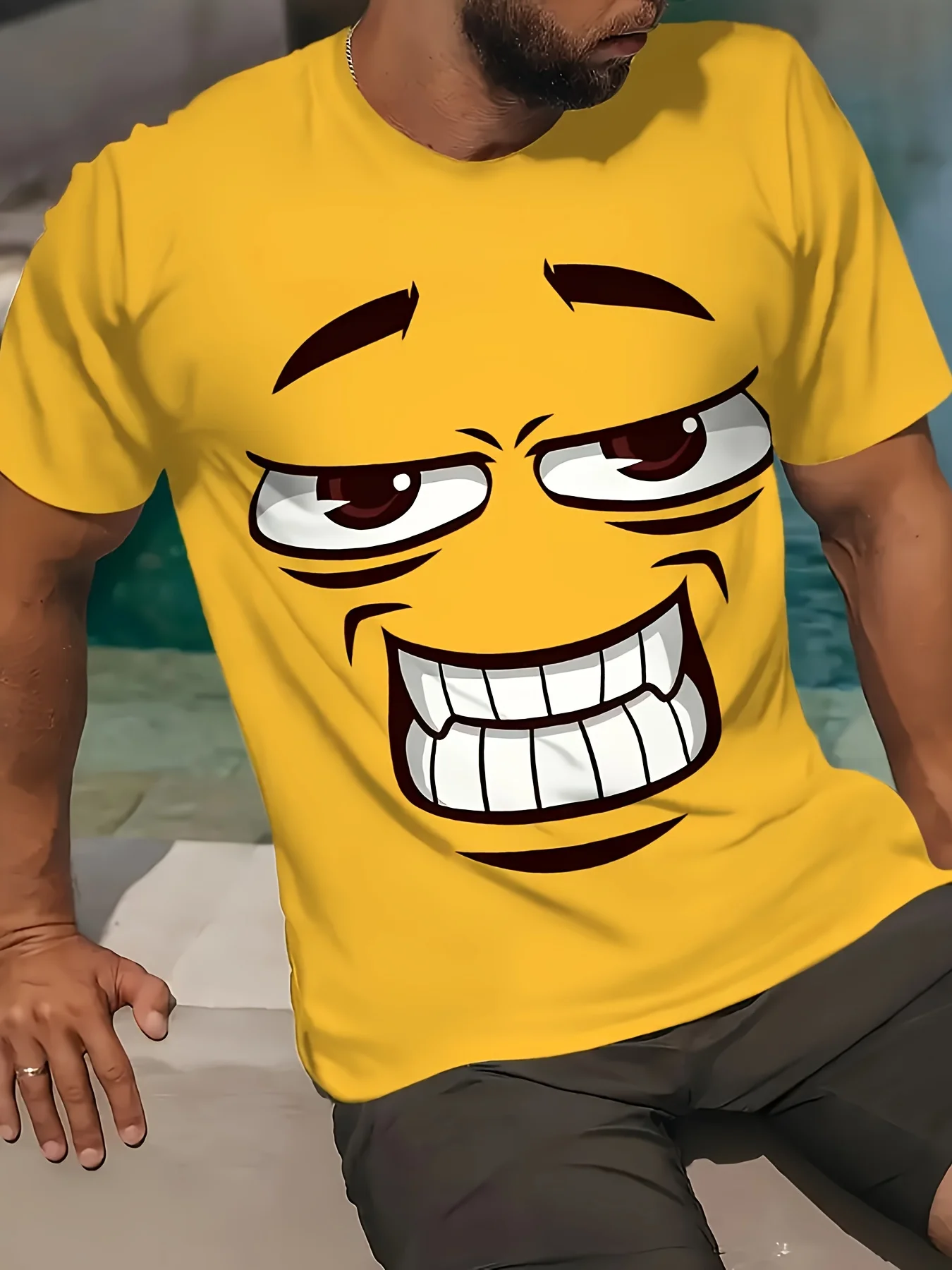 

Funny 3D Expression Pattern Men's T Shirt Casual O-neck Loose Short Sleeve Tops Fashion Hip Hop y2k Clothes Summer Street Tees