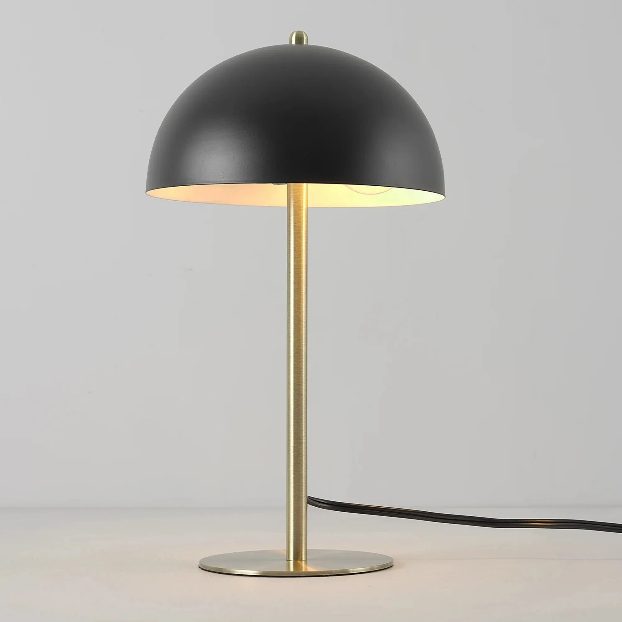 15" Matte Black Desk Lamp with Matte Brass Accents