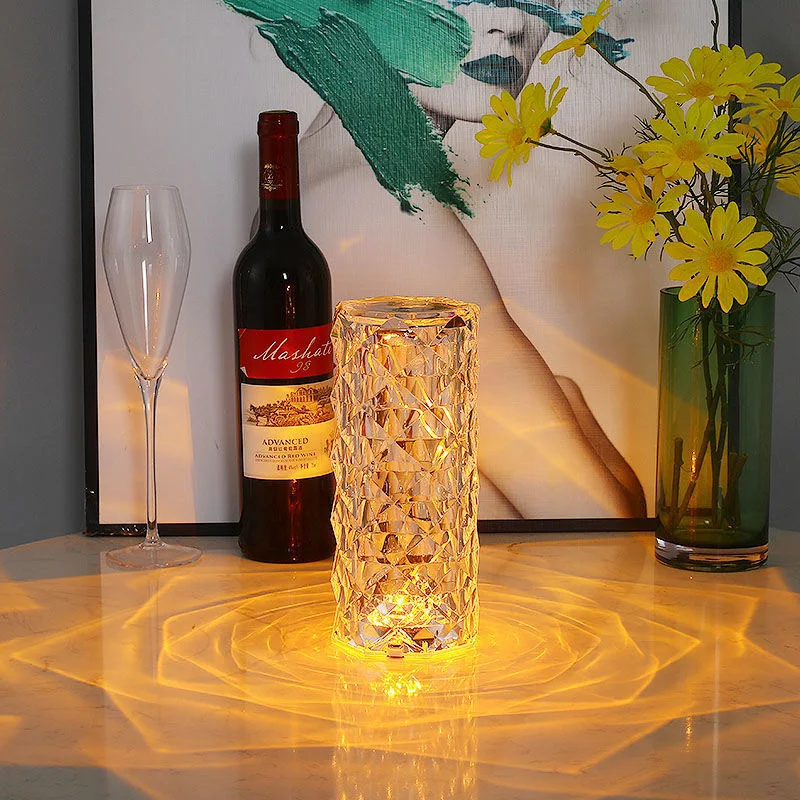 

USB Charging Touch control remote control Desk Lamp Rose grain Night Light Crystal Table Lamp