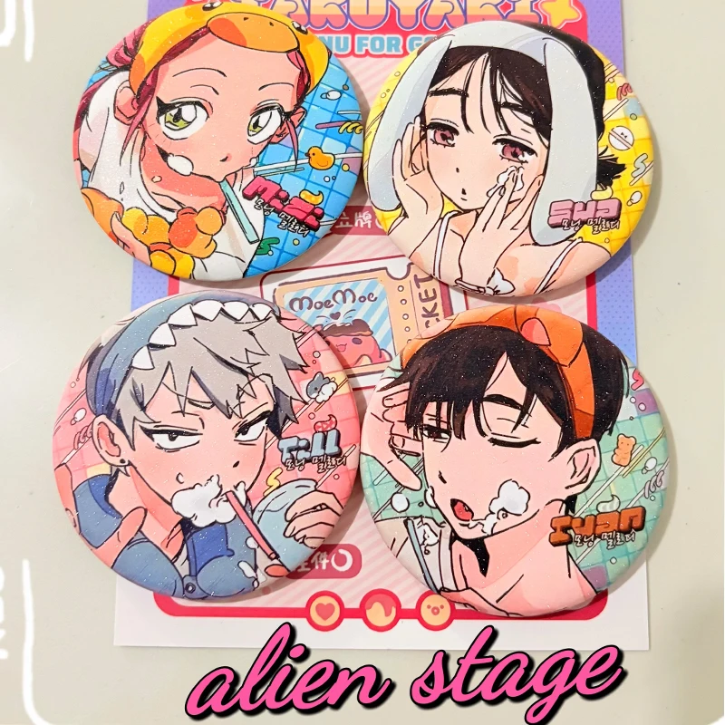 Broches de scène Alien Anime Ivan jusqu'à SUA MIZI, Badges pour vêtements de sac à dos, épingle à revers, accessoires pour amis, cadeaux de noël, 4 pièces