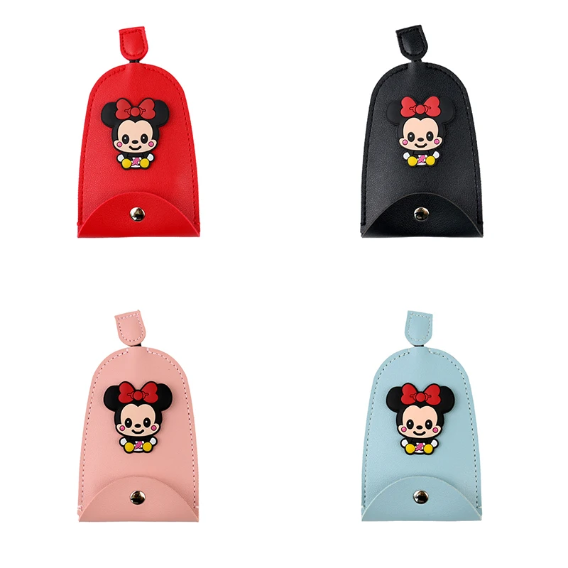 

Disney Mickey Mouse Car Pull Key Bag Action Figures Toy Minnie Cute Keys Cover Storage Bags Girls Women Kids Birthday Xmas Gifts