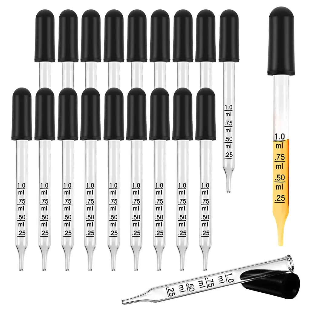 

20 Pack Eye Dropper 1mL Droppers for Oils Medicine Dropper Glass Dropper Straight Tip Eye Dropper Pipette Dropper for Oils