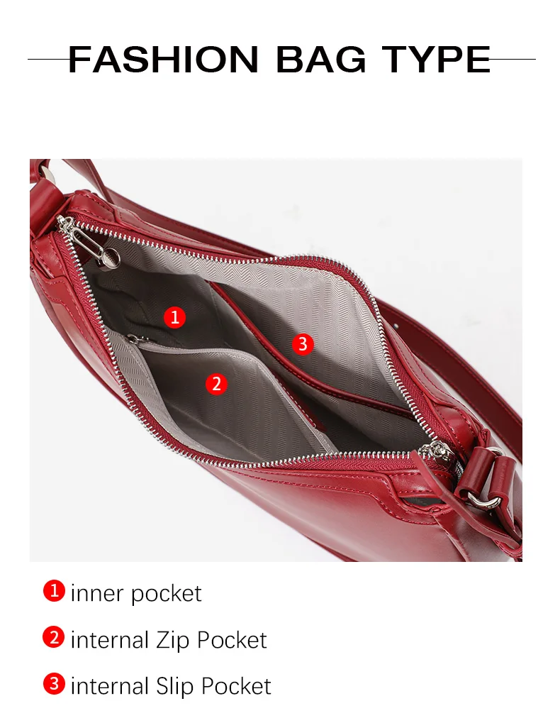 Echte Leder-Halbmond-Handtasche mit großer Kapazität, weich glänzende Umhängetasche, halbrunde Satteltasche, modisches Horn-Mond-Design. – Detail 6