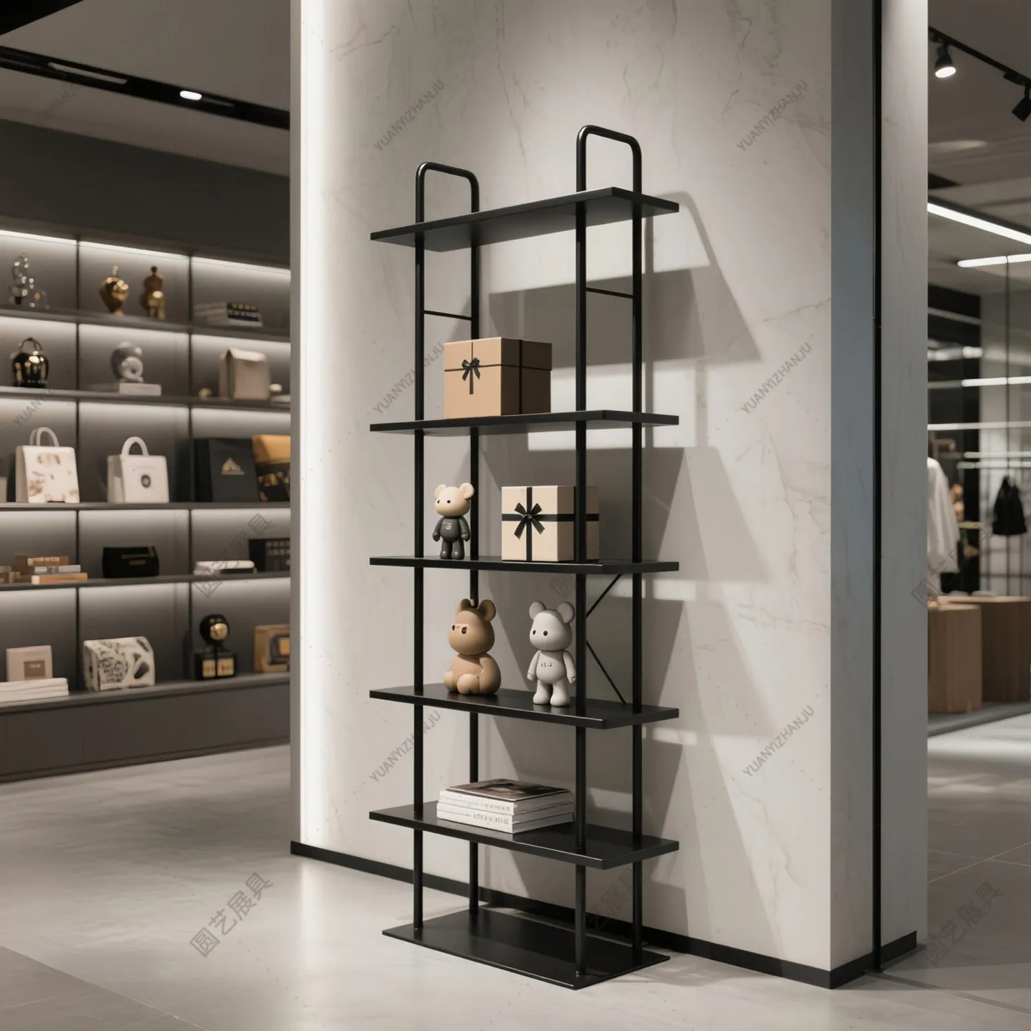 Nordic wrought iron partition shelf floor-to-ceiling multi-layer Internet celebrity ornament simple storage shelf living room