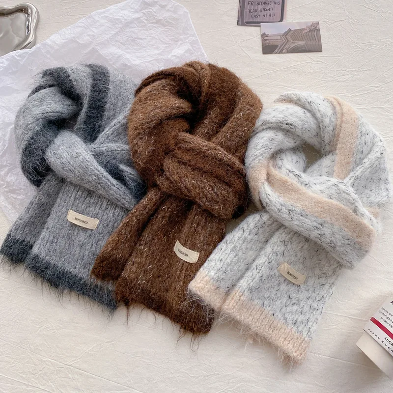 

Шерстяной шарф женский зимний теплый корейский вариант унисекс пара вязаный шарф на шею