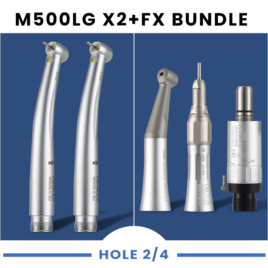 NSK Dental 1:1 Contra Angle Low Speed Direct Drive Handpiece FX25 FX65 Set M500LG DynaLED Turbine Handpiece with LED Light