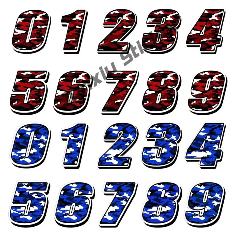 

Red and Blue Camouflage Car Decals Racing Numbers Styling Waterproof Stickers for Car SUV Motocross Bike The Whole Body Decor