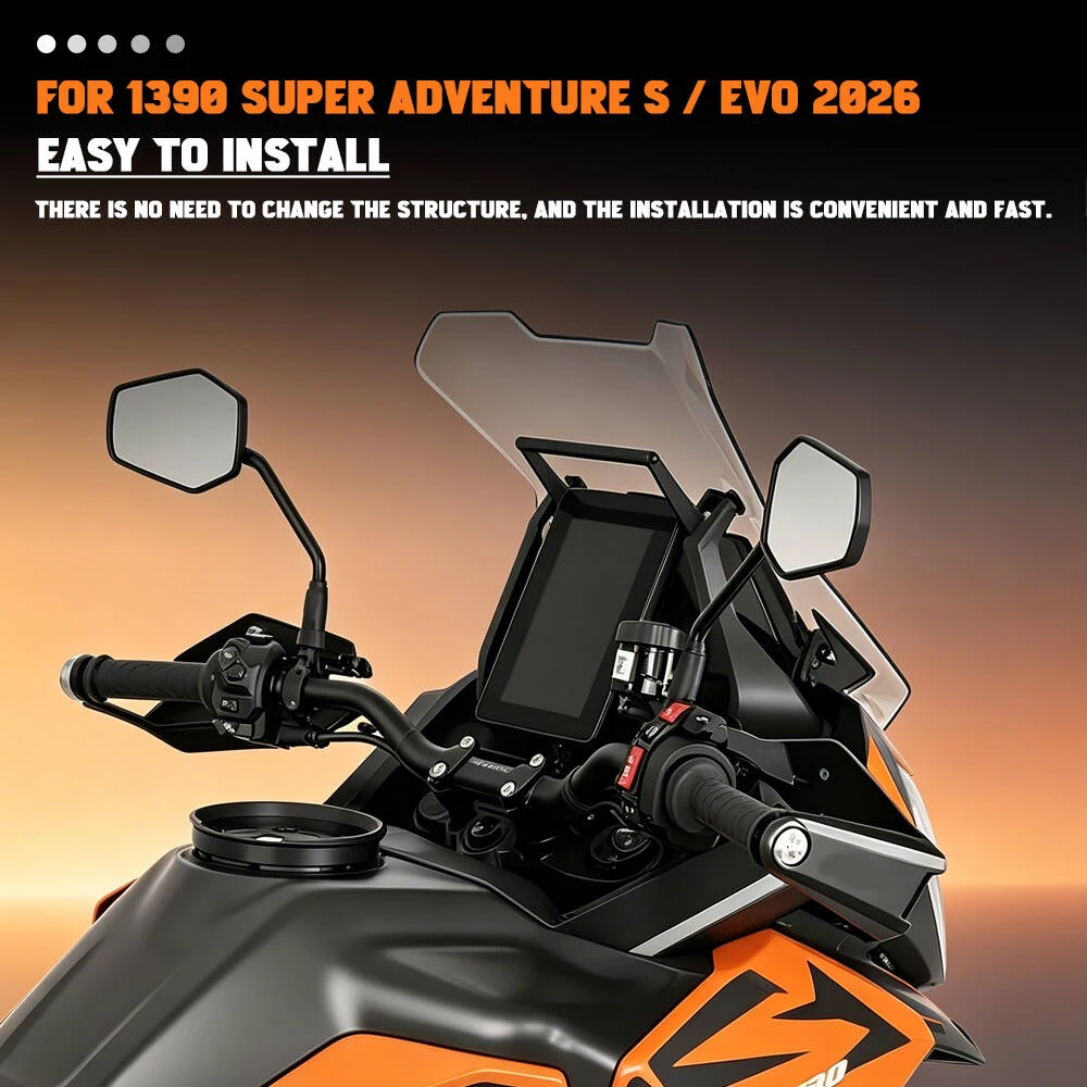 For 1390 Super Adventure S / EVO 2026 Motorcycle Accessory Phone Holder Support 1390 SUPER ADV S/EVO GPS Navigator Bracket 12MM