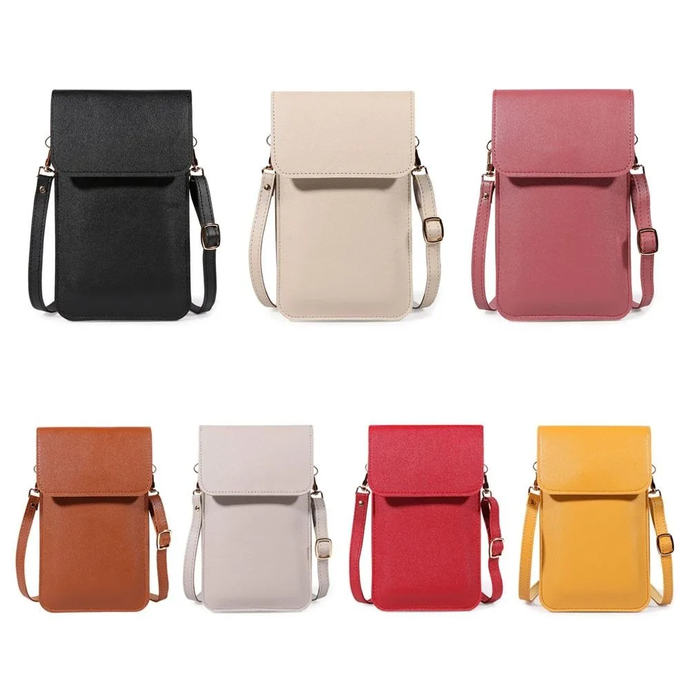 

PU Leather Touch Screen Phone Bag Zipper Flap Large Capacity RFID Anti Theft Purse Wallet Multifunctional Crossbody Bags