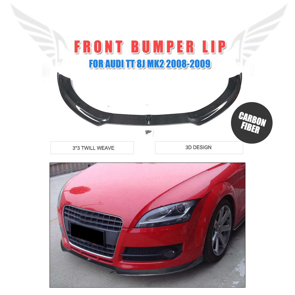 Carbon Fiber Front Bumper Lip Spoiler for Audi TT 8J MK2 Convertible Coupe 2-Door 2008 - 2009 Head Bumper Guard