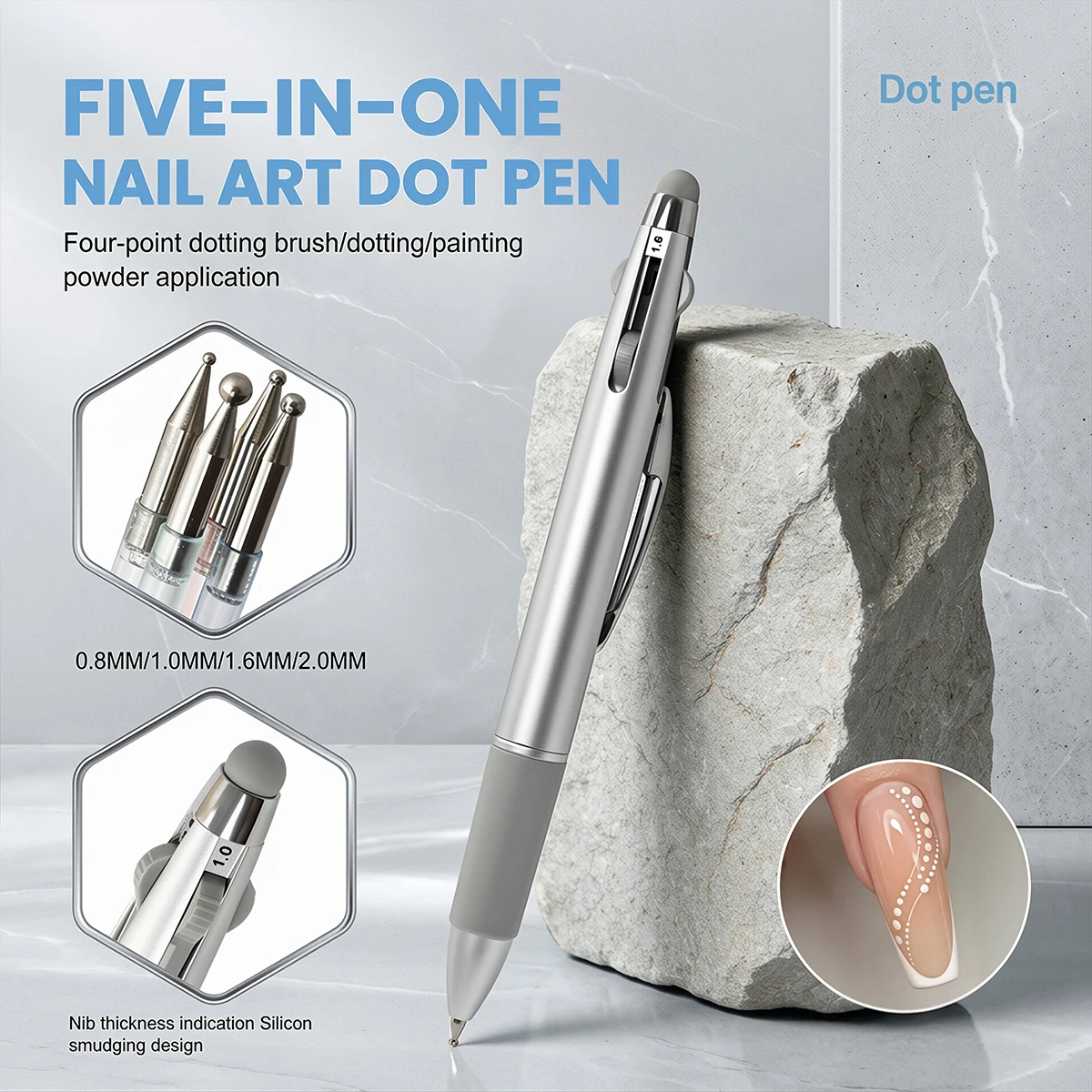 5-in-1 Nail Dotting Pen Art Tools Ballpoint Pen Design Nail Art Tip Dot Paint Manicure Kit for Dot Drawing Home And Salon Use view 2