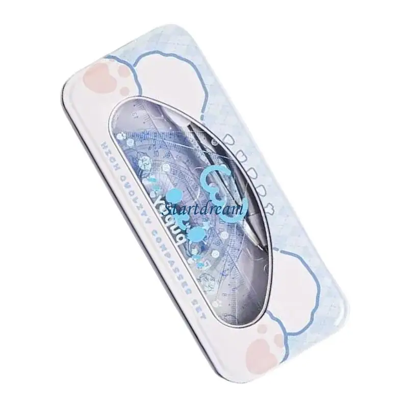 7 Pcs Cartoon Animal Ruler Set Geometry Set Math Measurement Tools for School K92C