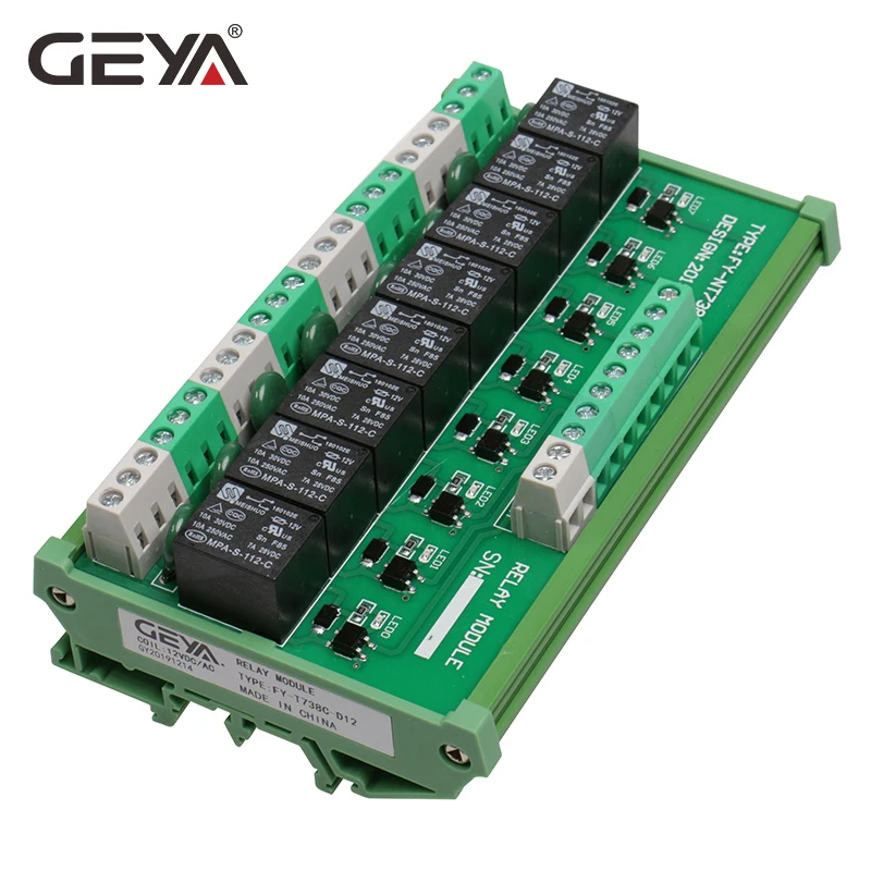 GEYA 4/8/16 Channel Relay Module 1 SPDT DIN Rail Mount 12V 24V DC/AC Interface Relay Module for PLC 230VAC 5VDC