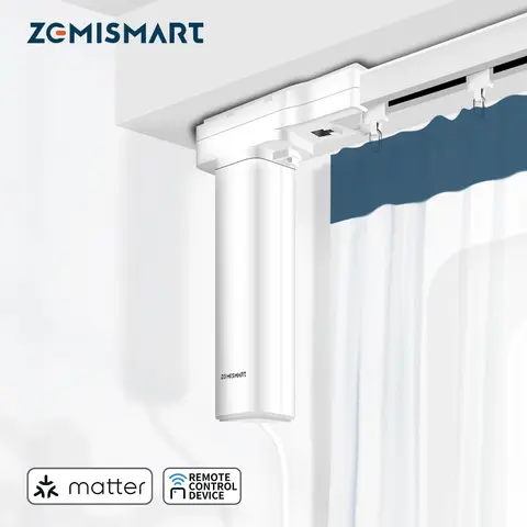 Zemismart Matter 오버 스레드 슬라이드 스마트 전동 커튼, 스플라이싱 트랙, 벨트리스 디자인, 스마트싱스, 구글 홈 컨트롤