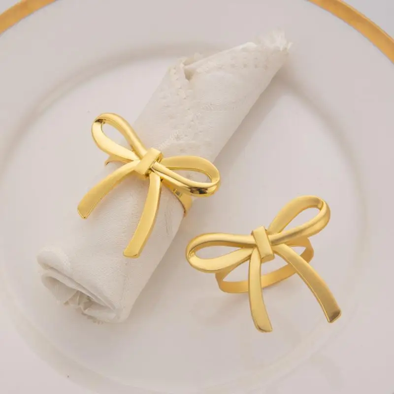 Romantic Bow Napkin Ring, Reusable Napkin Holder, Suitable For Valentine's Day, Parties, And Wedding Table Decorations