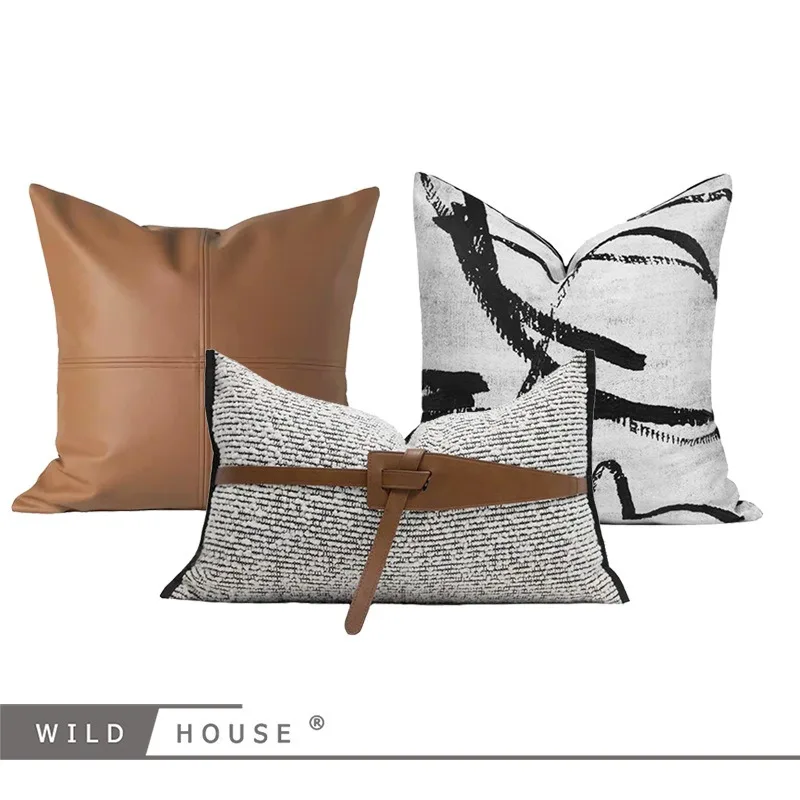 

Modern Sofa Throw Pillow, Black And White Herringbone Grid Cushion, Bedroom Decoration Accessories, Bed Head Simple Cushion