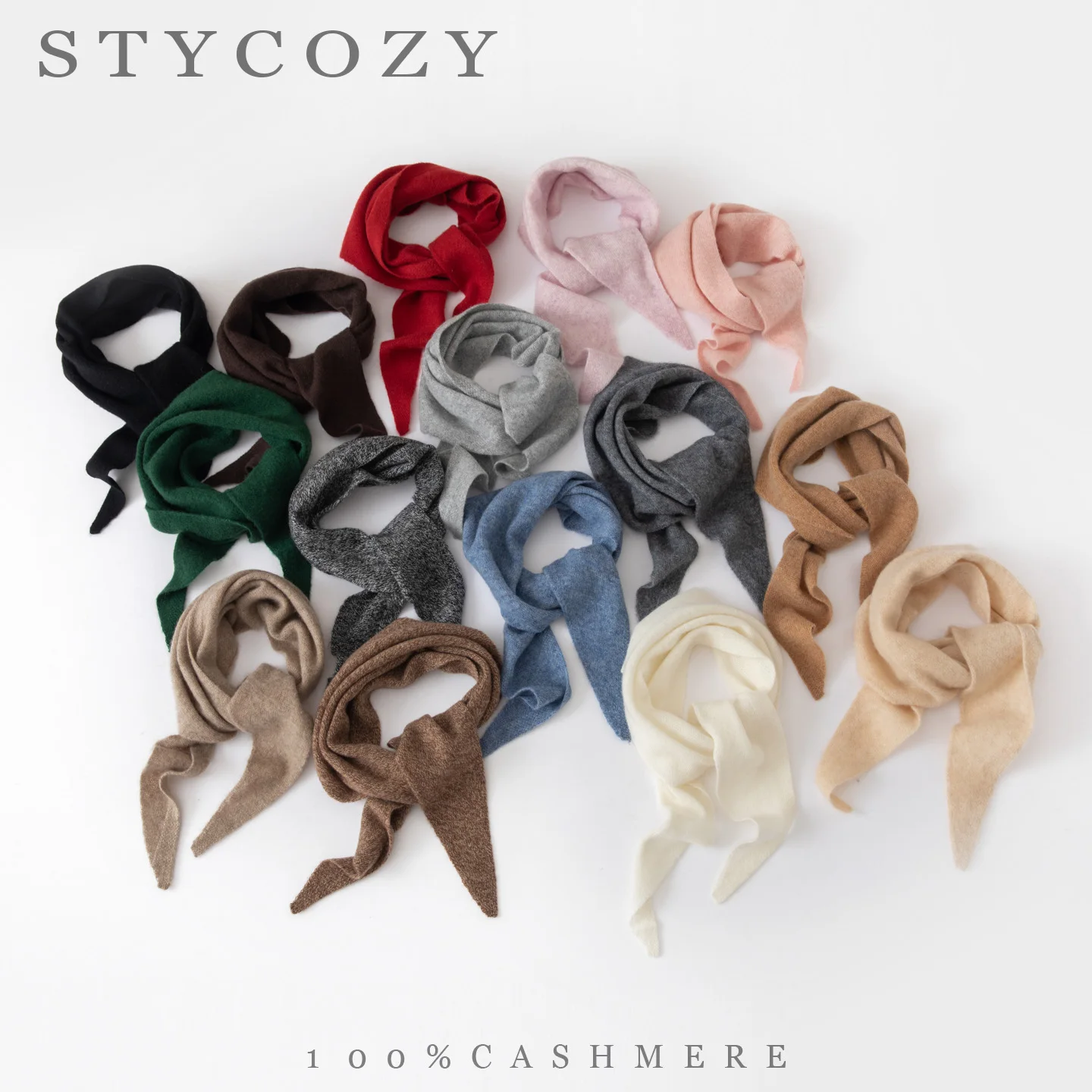 100% Cashmere Triangle Scout Scarf Women Unisex Lightweight Knit Neck Warmer Fall Winter Minimalist Elegant Soft Daily Neck Wrap
