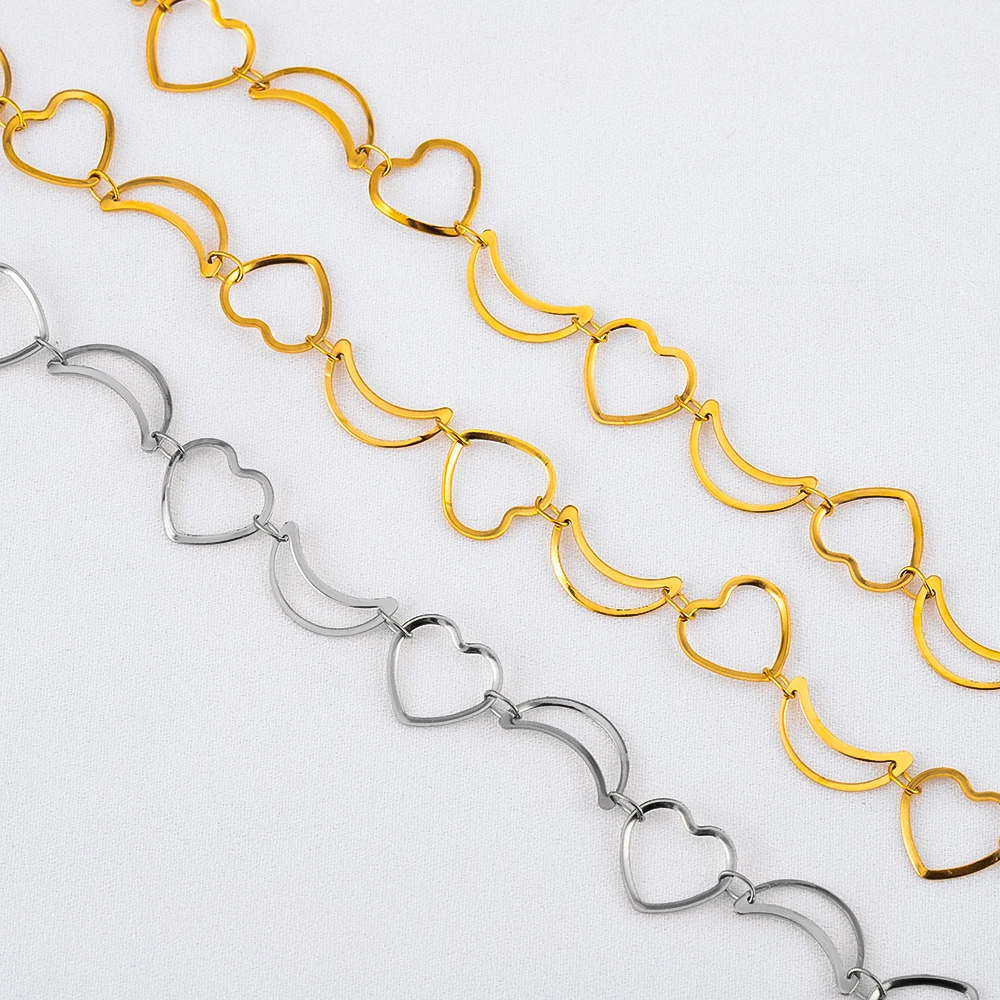 

Stainless Steel Chain Moon Peach Heart Gold Steel Color Chain for DIY Material Necklace Bracelet Jewelry Making