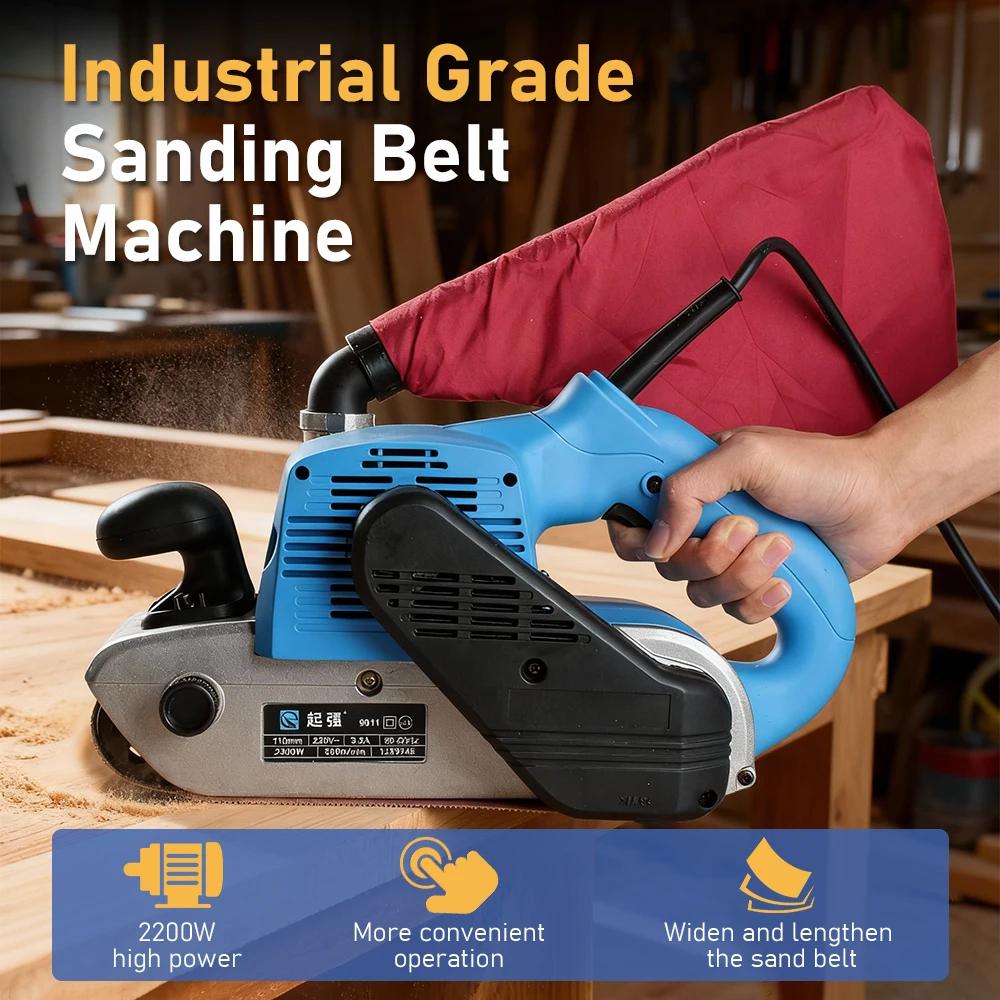 TUNGFULL 2200W Electric Belt Sander Heavy Duty Metal Rust Removal Polisher Wood Sanding Machine Power Tools with Dust Collection