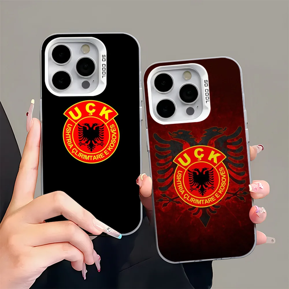 

Kosovo Liberation Army UCK Albania Phone Case For iPhone 16,15,14,13,12,11,Pro,Max,Plus,Mini,XS,SE Anti Fall Gray Silver Matte