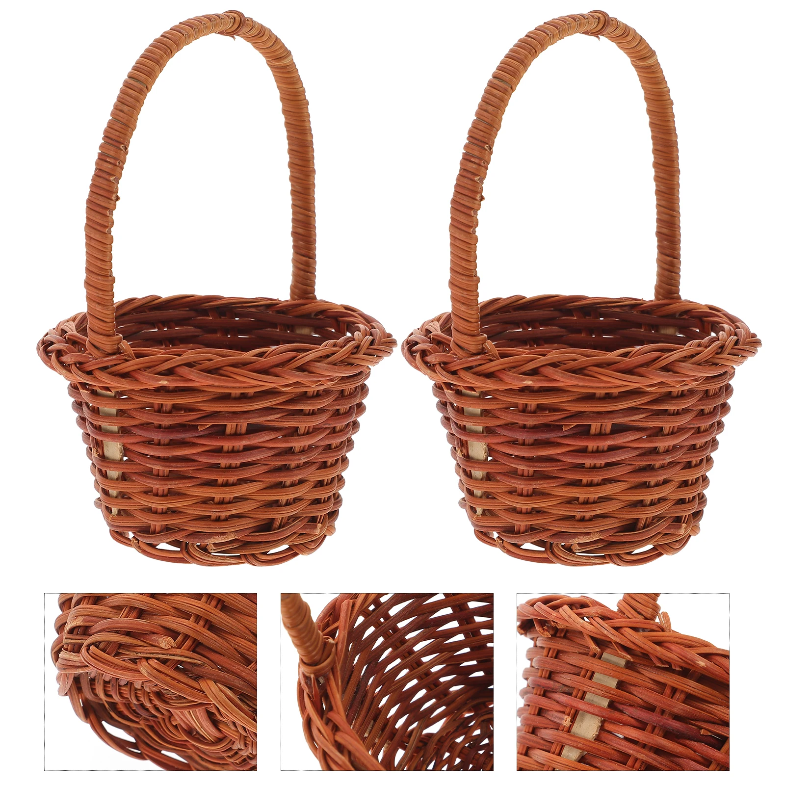 

2 Pcs Baskets 8cm x 5cm Handled Kids DIY Storage nament Storage Basket nament Toy House Decor Mini Basket Model