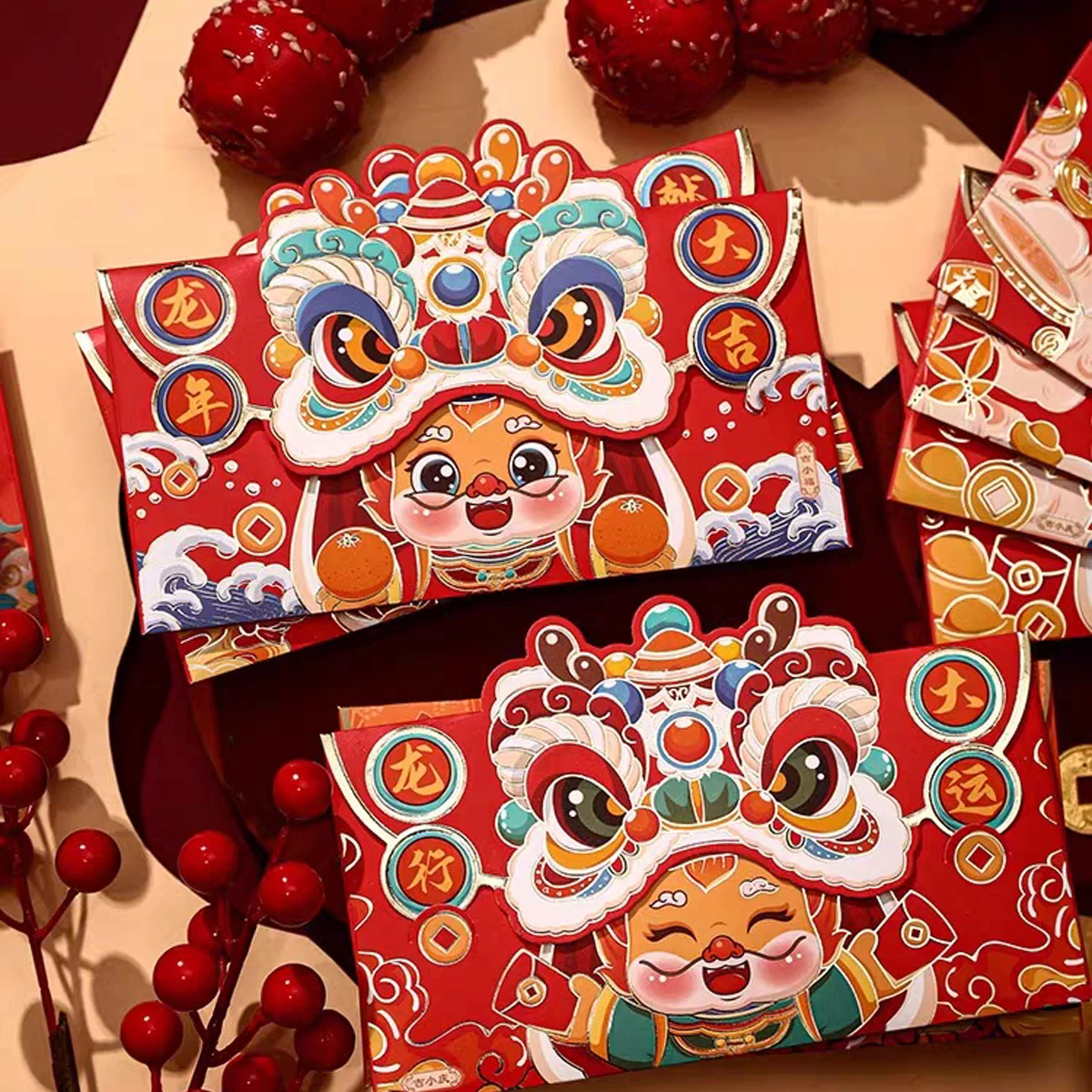 4Pcs 2024 New Cartoon Three-dimensional Dragon Year Zodiac Red Packet Personalized Creative New Year Spring Festival Lucky Money
