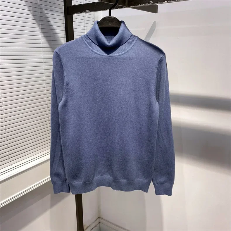 MRMT 2025 Sweter Turtleneck Pria Baru Sweter Rajut Pria Kerah Tinggi Pria untuk Atasan Sweter Dasar Pria