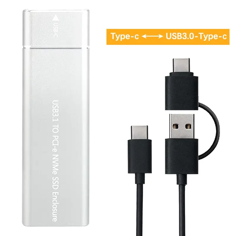USB3.1 M.2 SSD-Gehäuse, mobiles Gehäuse, unterstützt NVME-Protokoll zu Typ-C, solides Metall, externes Festplattengehäuse, Laptop, Telefon, SSD 7