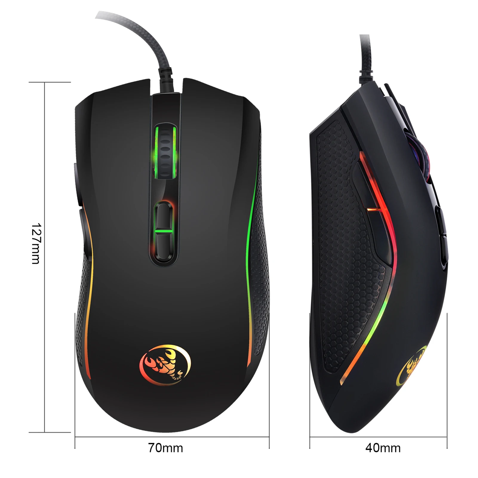 ZK30 HXSJ V700BW + A869 Kit de teclado e mouse de computador USB, iluminação LED com luz de fundo RGB com fio de 61 teclas 3200DPI para laptops PC