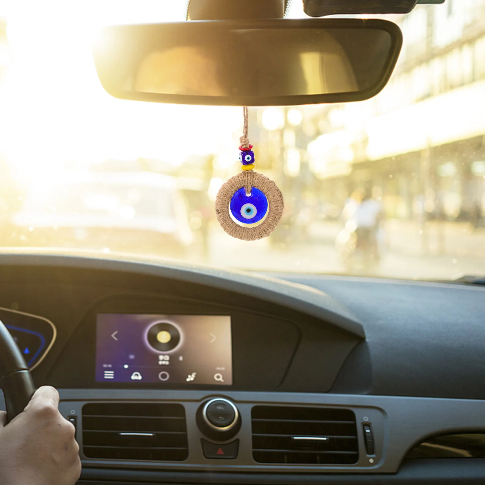 

Turkish Blue Evil Eye Hanging Car Charm Ornament Rear View Mirror Blessings Protection Evil Decor Feng Shui Car Hanging