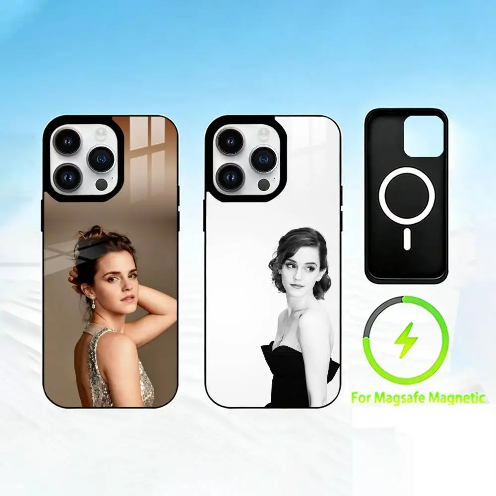 

E-Emma Watson Phone Case For iPhone 17 16 15 14 13 12 Pro Max Plus for Mirror Wireless Magnetic Cover