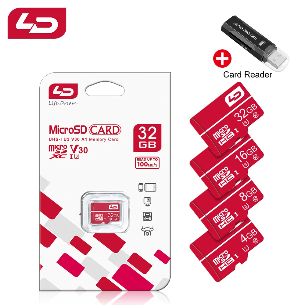 100% Original LD Memory Card 256/128/64/32/16GB A1 Micro SD Card Class 10 UHS-1 TF Flash Card for Samrtphone+ SD/TF Card Reader