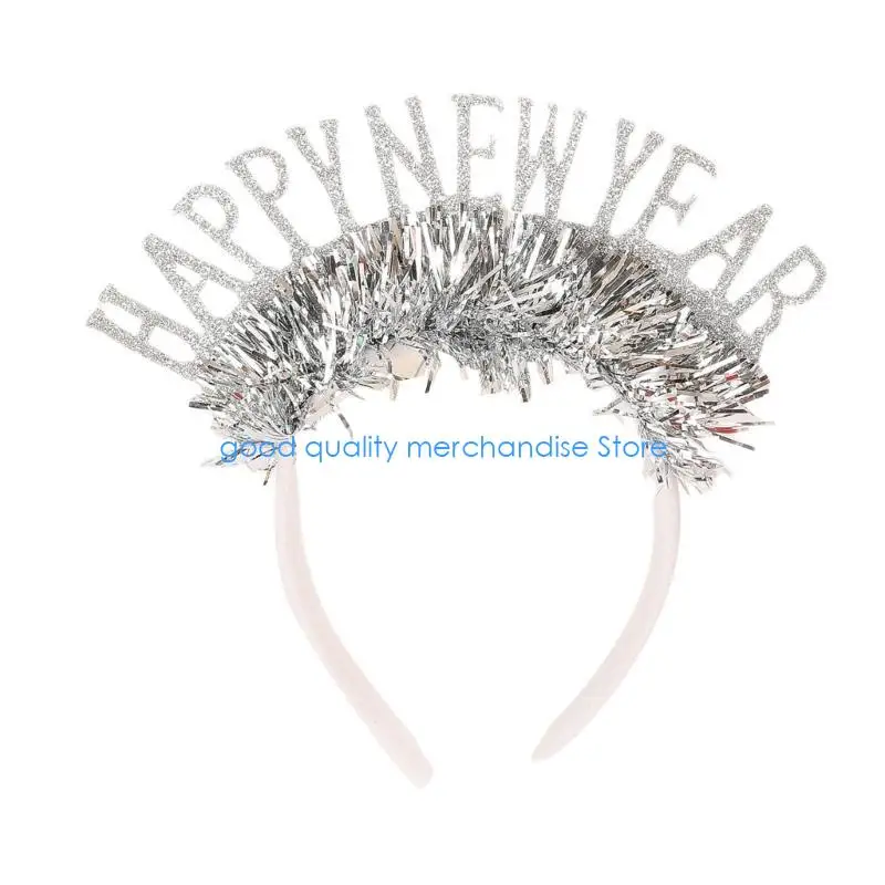 

Y5JD Happy New Year Headband New Year Props Headwear Christmas Party Hairhoop Festival Celebration Sequined Party Headpiece