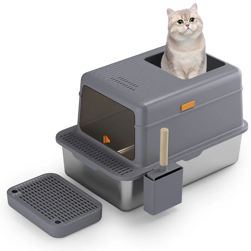 Caja de arena cerrada para gatos: control olores y fácil limpieza - imagen 3