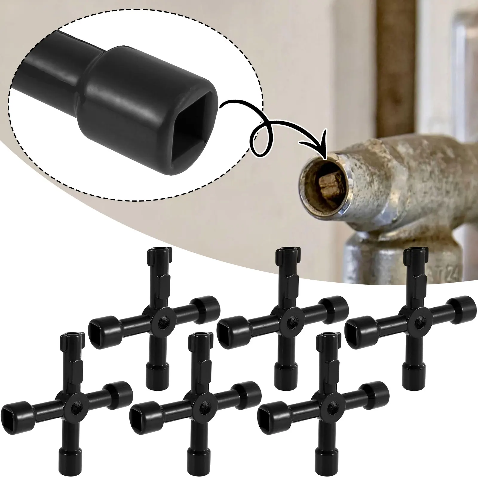 

Utilities Key 4 Way Zinc Alloy Cross Key Multifunctional Professional Handheld Lightweight Portable Repair Tool Valve Faucet
