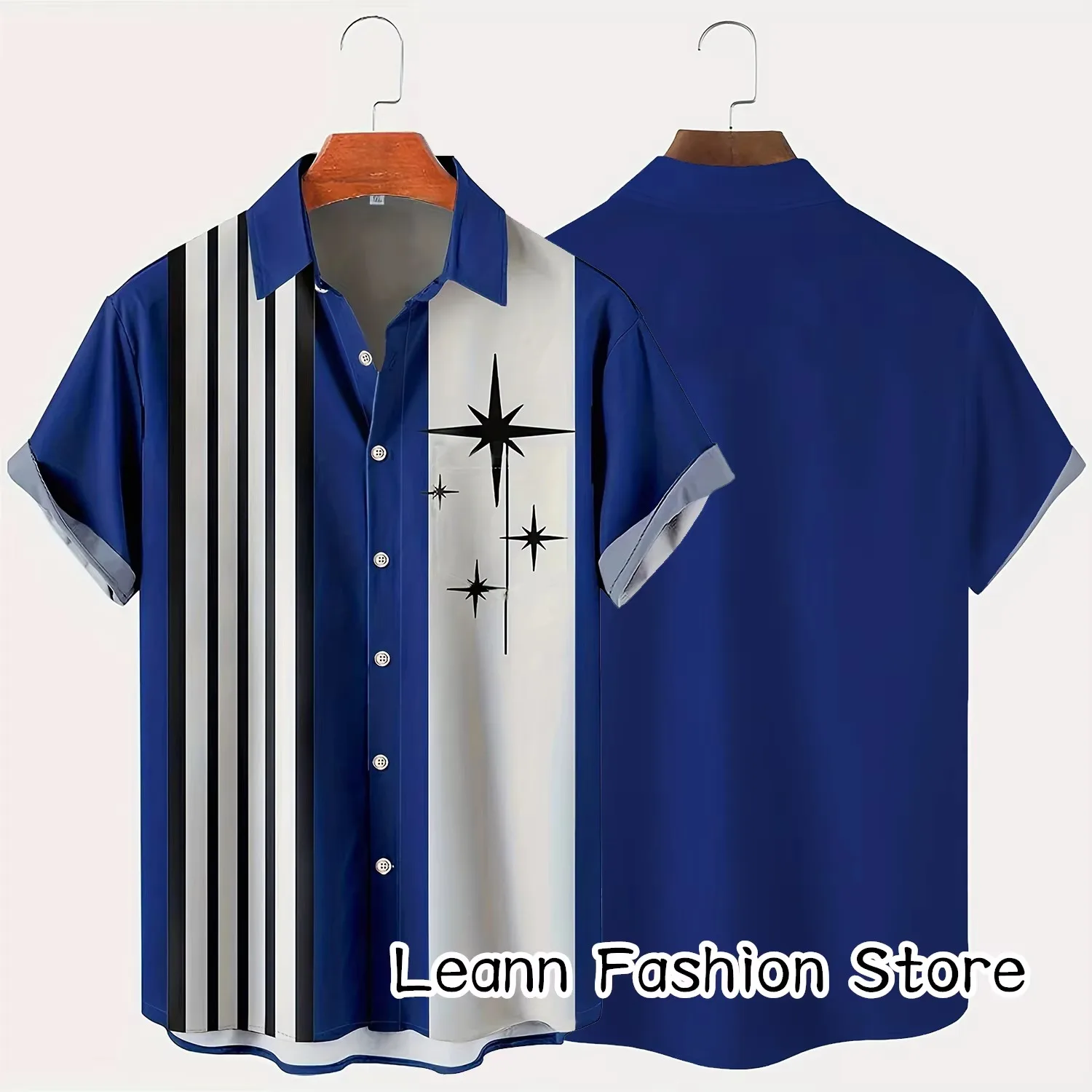 Men Summer Poker Symbol Stripe Print Shirt Casual Beach Short Sleeve Clothing Male Button Lapel Collar Fashion Leisurewear