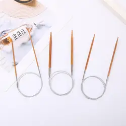 3.0-10mm Natural Bamboo Circular Knitting Needles Stainless Steel Tube Hoop Knitting Needles DIY Hand Sewing Tools Supplies