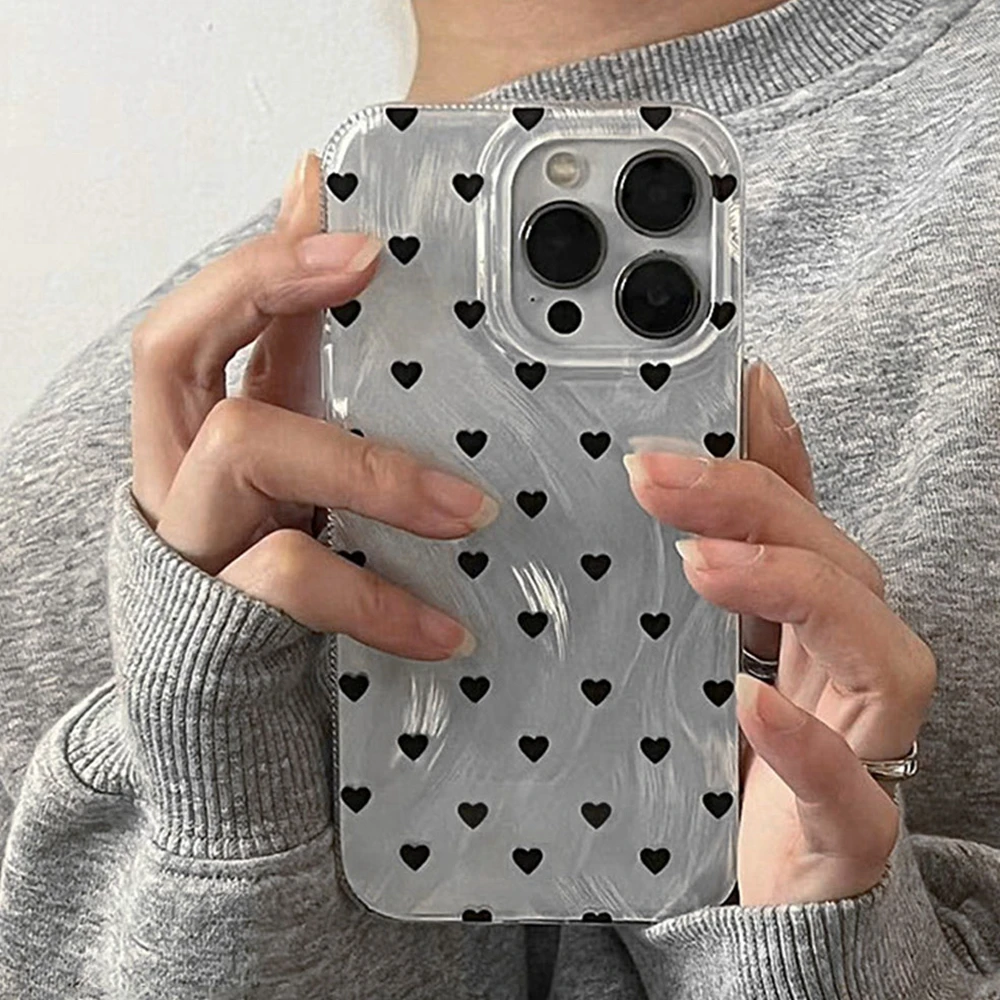 Schwarzes Herz Liebe süße Frauen Gilrs Handyhülle für iPhone 17 Air 16 16e 15 14 13 12 Pro Max 7 8 Plus X XS XR SE 2022 2020 Cover