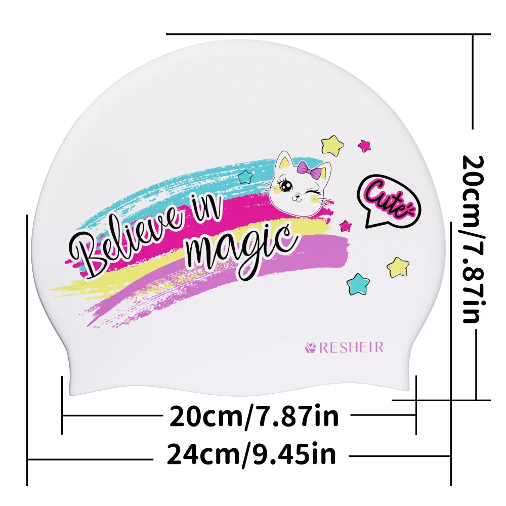 

Шапочки для плавания для женщин, большие размеры, длинные волосы, защита ушей, силиконовая шапочка для плавания, шапочка для плавания с мультяшным принтом, аксессуары для бассейна