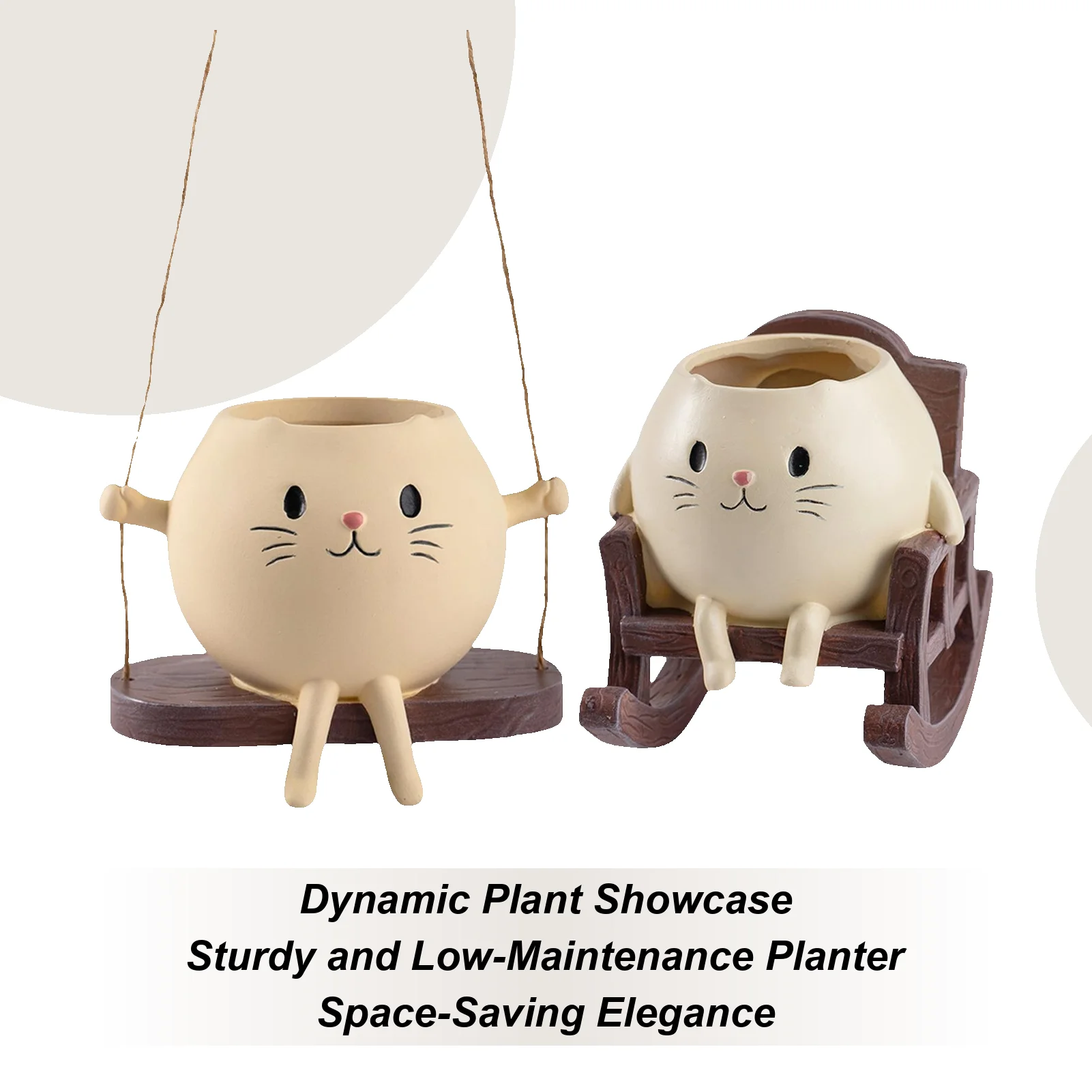 

Swing Planter Resin Cat Rocking Chair Flower Containers Home Art Decoration Flowerpot For Porch Entrance Living Room Outdoor